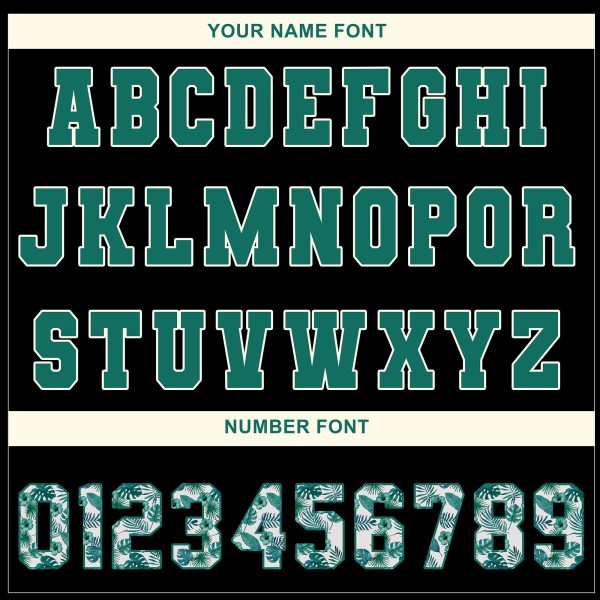 Black Alternate Green Tropical Floral Pattern Personalized Baseball Jersey - Image 5