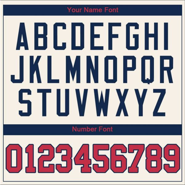 Cream Red - Navy Personalized Baseball Jersey - Image 5