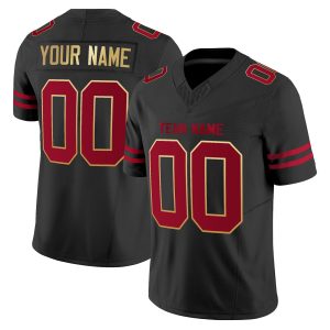Black Red-Gold Authentic Personalized Football Jersey