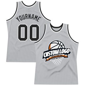 Gray Black-White Authentic Throwback Personalized Basketball Jersey