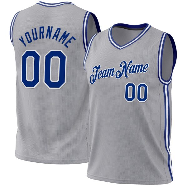 Gray Royal-White Authentic Throwback Personalized Basketball Jersey