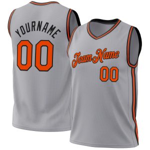 Gray Orange-Black Authentic Throwback Personalized Basketball Jersey