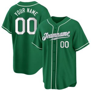 Kelly Green White-Gray Authentic Personalized Baseball Jersey