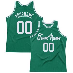 Kelly Green White Authentic Throwback Personalized Basketball Jersey