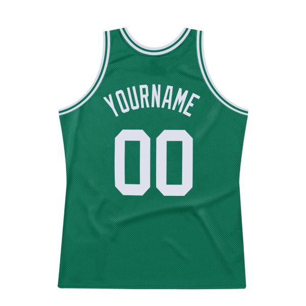 Kelly Green White Authentic Throwback Personalized Basketball Jersey - Image 6