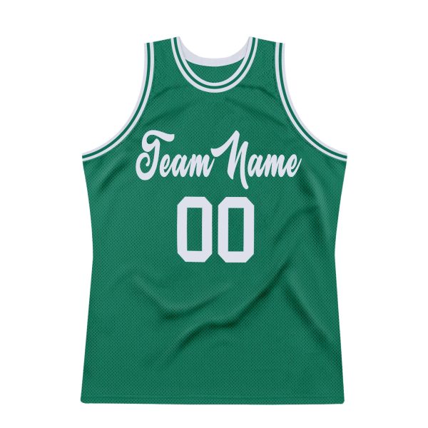 Kelly Green White Authentic Throwback Personalized Basketball Jersey - Image 7