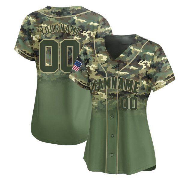 Military Green Camo Gradient Fashion Personalized Baseball Jersey - Image 2
