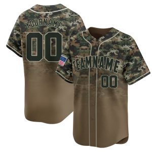 Brown Green Camo Gradient Fashion Personalized Baseball Jersey