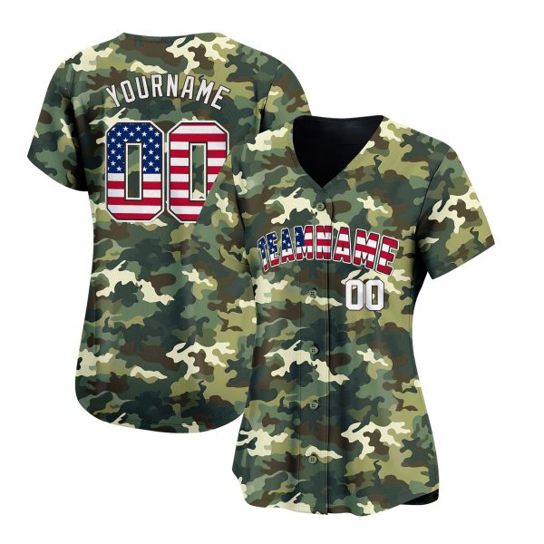 Green USA Flag - White Camo Personalized Baseball Jersey - Image 2