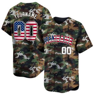 Sand USA Flag - White Camo Personalized Baseball Jersey