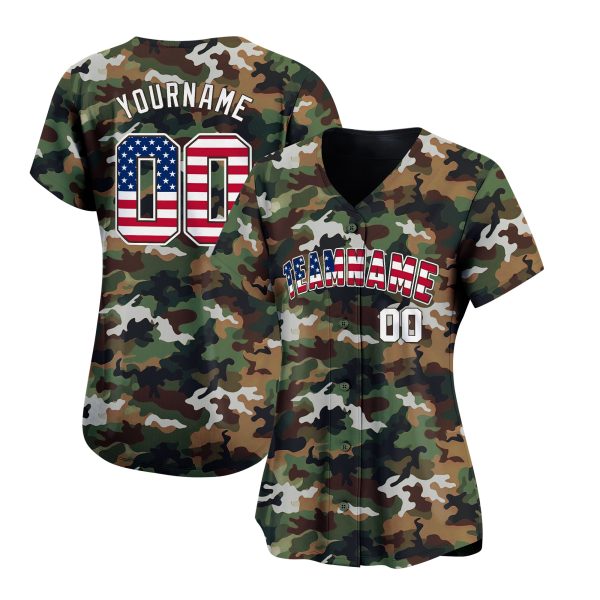 Sand USA Flag - White Camo Personalized Baseball Jersey - Image 2