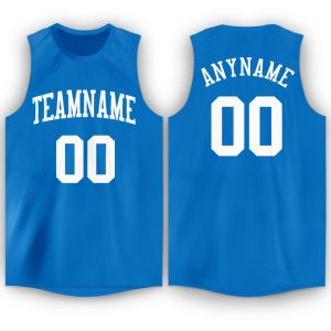 Blue - White Round Neck Personalized Basketball Jersey