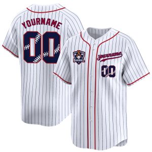 White Pinstripe Royal Red Personalized Baseball Jersey