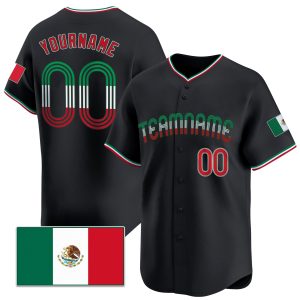 Black Green Red Mexico Flag Personalized Baseball Jersey