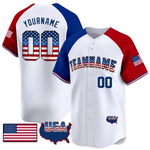 White Alternate American Flag - Royal Personalized Baseball Jersey