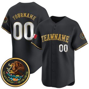 Black Gold Mexico Personalized Baseball Jersey