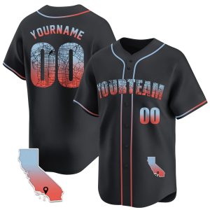Black Los Angeles Map Personalized Baseball Jersey