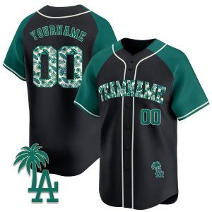 Alternate Green Tropical Floral Pattern Personalized Baseball Jersey