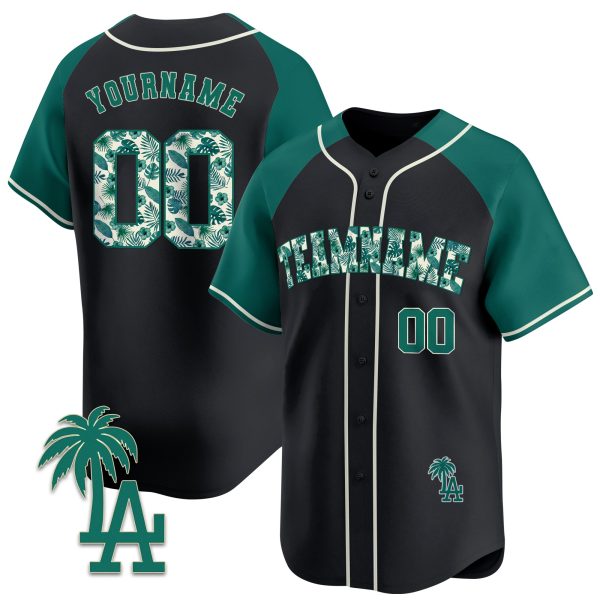 Alternate Green Tropical Floral Pattern Personalized Baseball Jersey