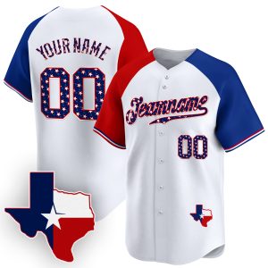 Red - Royal Stars & Stripes Texas Style Personalized Baseball Jersey