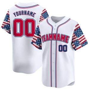 White Red - Royal 4th Of July American Flag Pattern Personalized Baseball Jersey