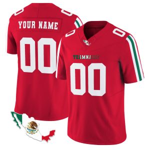 Red White - Green Stripes - Mexico Map Personalized Football Jersey