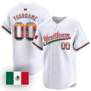 White Mexico Flag Personalized Baseball Jersey
