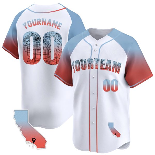White Alternate Los Angeles Map Personalized Baseball Jersey