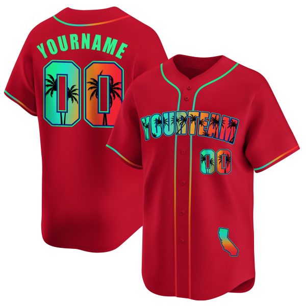 Red Green California Beach Personalized Baseball Jersey
