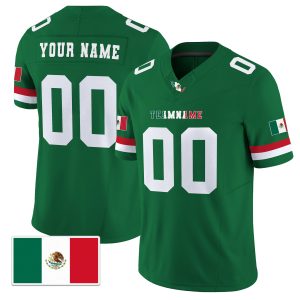 Green White Mexico Map Patch Personalized Football Jersey