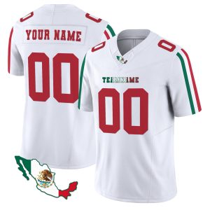 White Red - White Stripes  - Mexico Map Personalized Football Jersey