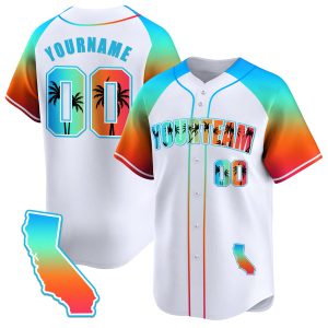 White Alternate California Beach Personalized Baseball Jersey