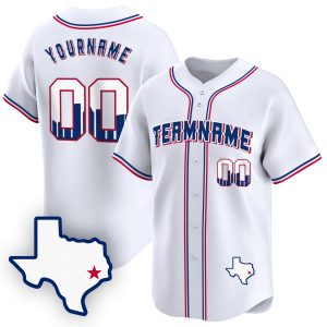 White Royal Houston Texas Pattern Personalized Baseball Jersey