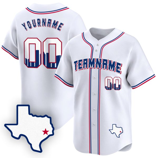 White Royal Houston Texas Pattern Personalized Baseball Jersey