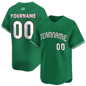 White - Green Personalized Baseball Jersey