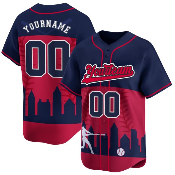 Royal 3D Atlanta City Personalized Baseball Jersey