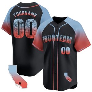 Black Alternate Los Angeles Map Personalized Baseball Jersey
