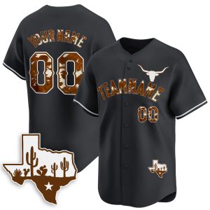 Black Texas Style Personalized Baseball Jersey