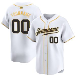 White Gold - Black Personalized Baseball Jersey