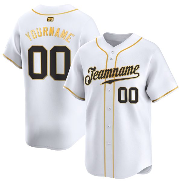 White Gold - Black Personalized Baseball Jersey
