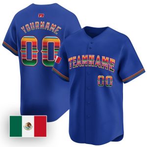 Royal Mexico Flag Personalized Baseball Jersey