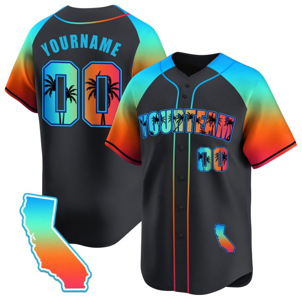 Black Alternate California Beach Personalized Baseball Jersey