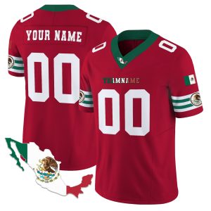 Red White Mexico Map Patch - Personalized Football Jersey