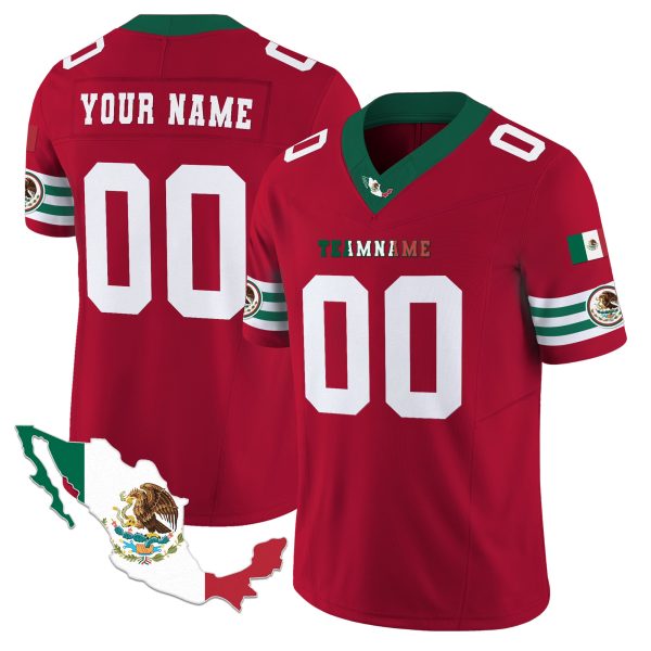 Red White Mexico Map Patch - Personalized Football Jersey