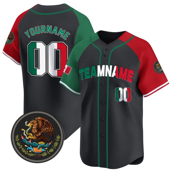 Black Alternate Red-Green Mexico Personalized Baseball Jersey