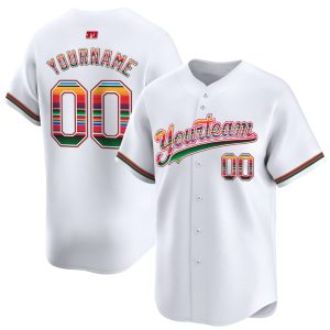 White Mexico Serape Pattern Personalized Baseball Jersey