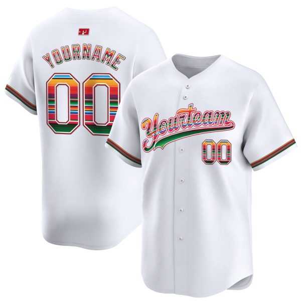 White Mexico Serape Pattern Personalized Baseball Jersey