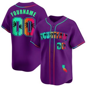 Purple Green California Beach Personalized Baseball Jersey