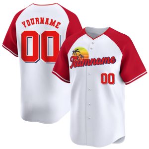 White Alternate Red California Personalized Baseball Jersey