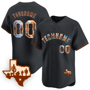Black Texas Art Personalized Baseball Jersey